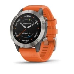Garmin Fenix 6 Ti Sapphire GPS Watch Sapphire Grey Orange