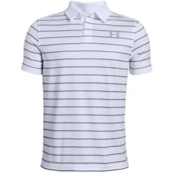 Under Armour Junior - Boys Tour Tips Stripe Polo Shirt White (100)