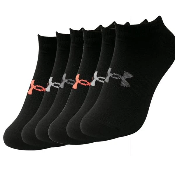 Under Armour Ladies Essential No Show Low Socks 6-Pairs Black (001)