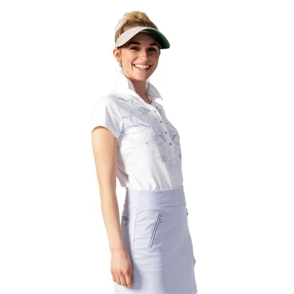 Daily Sports Ladies Viola Cap Sleeve Polo Shirt White - Image 3