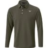 Mizuno Gents Breath Thermo Long Sleeve Polo Shirt Olive
