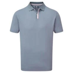 FootJoy Gents Solid Stripe Placket Pique Shirt Graphite - Pink