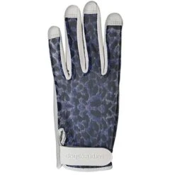 Ladies Luxury Cabretta Leather Sun Golf Glove Left Hand Navy Cheetah