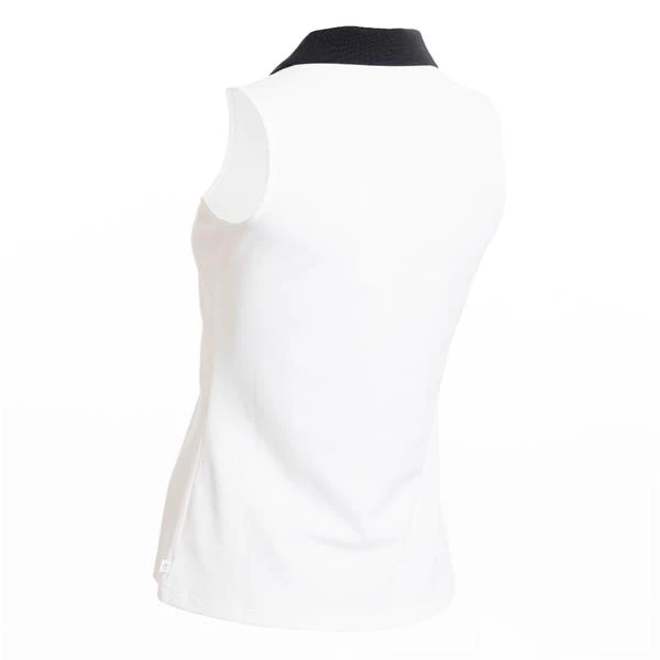 Ladies Pedro Sleeveless Polo Shirt White - Navy - Image 2
