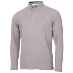 Gents Trinity Long Sleeve Polo Shirt Grey Marl