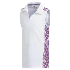 ADIDAS Junior Girls Novelty Sleeveless Polo Shirt White - Purple