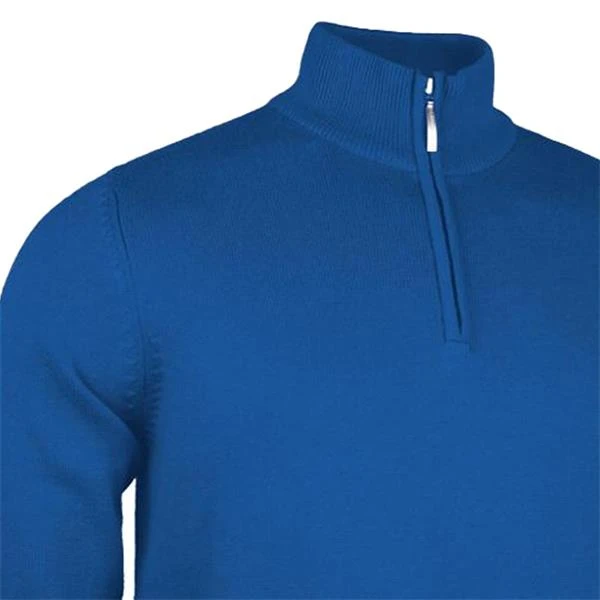 Gents Dalbeattie Zip Neck Touch Of Cashmere Sweater Ascot Blue - Image 2