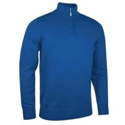 Gents Dalbeattie Zip Neck Touch Of Cashmere Sweater Ascot Blue