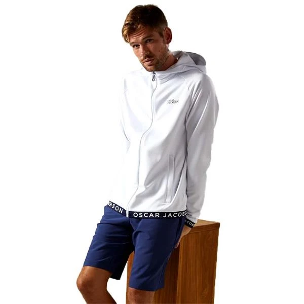 Oscar Jacobson Gents Travis Full Zip Hoodie White - Navy - Image 3