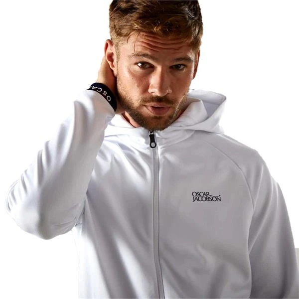 Oscar Jacobson Gents Travis Full Zip Hoodie White - Navy - Image 4