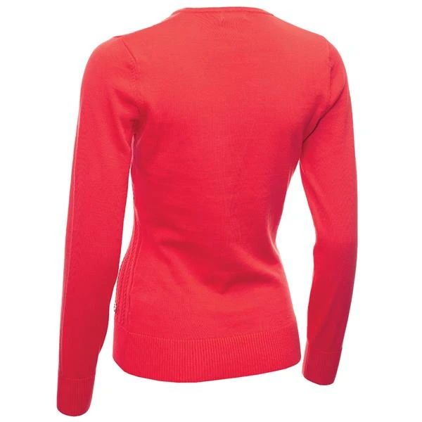 Ladies Gillian Slim Fit V-Neck Cable Sweater Strawberry - Image 2