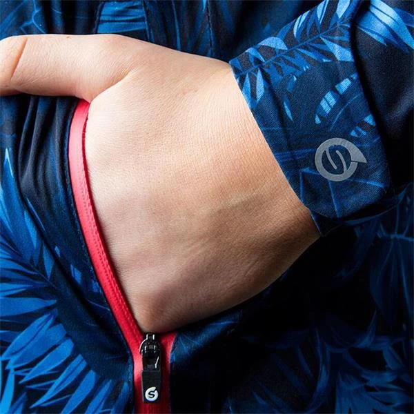 Ladies Tech-Lite Waterproof Jacket Navy Tropic Print - Image 3