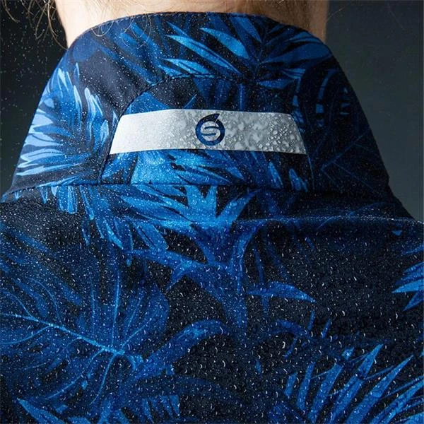 Ladies Tech-Lite Waterproof Jacket Navy Tropic Print - Image 4