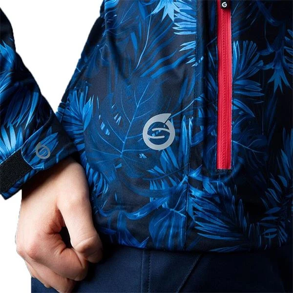 Ladies Tech-Lite Waterproof Jacket Navy Tropic Print - Image 5