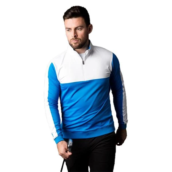 Gents Arizona Zip Neck Thermal Panelled Fleece Showerproof Midlay Lightning Blue - White - Image 3