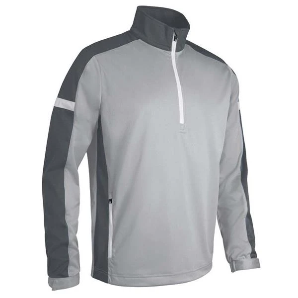 Gents Nevada Zip Neck Contrast Panelled Showerproof Windshirt Silver - Gunmetal - White